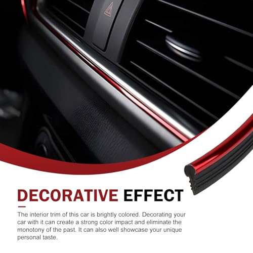 Electroplated Car Interior Trim Strip, 32.8ft Flexible DIY Dashboard & Door Molding Insert with Installation Tool, Car Interior Filler Insert Strips, Universal Fit for Most Vehicles (Red)
