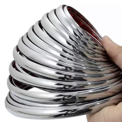 3Pcs 10Ft Car Trim Strip Self-Adhesive, Chrome Silver Automotive Car Exterior and Interior Molding Trim Bumper Window Door Body Side Decorative Strip