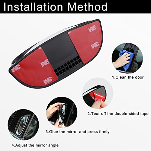 2Pcs Back Passenger Rear View Mirror Adjustable Blind Spot Mirror,Real Glass,Car SUV Side View Mirror With Convex Surface Stick on B-Pillar for Second Row Door Safely Get-Off (Black frame, 2 PCS) - size: 2 PCS