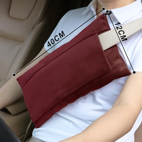 Super Soft Seatbelt Pillow, Seat Belt Pillow for Mastectomy Post-Surgery, Seat Belt Cushion for Heart Surgery Recovery, Hysterectomy Abdominal Incision Recovery Seatbelt (Wine, Large) - color: Wine