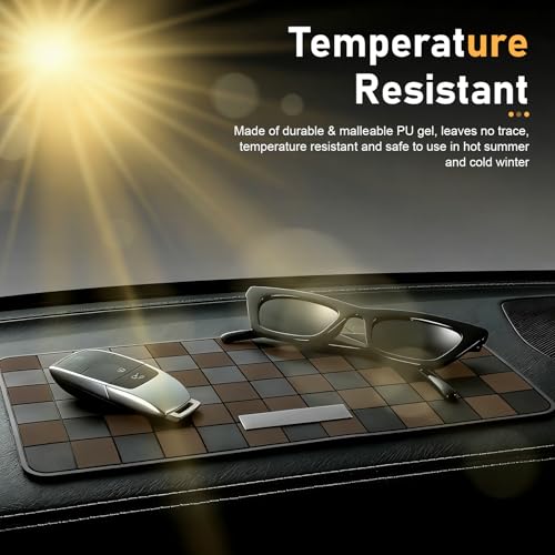 Car Dashboard Non Slip Mat, Heat-resistant PVC Grid Dash Pad, Multifunction Car Anti Slip Mat, Universal Sticky Storage Pad for Phones Keys Glass Coins (Brown) - color: Brown