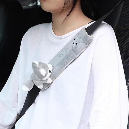 2 PCS Seat Belt Cover Pad, Cute Kawaii Animal Fox Seatbelt Covers for Kids and Adults, Winter Plush Fluffy Soft Seat Belt Cover, Cartoon Seatbelt Cushion,Car Seat Strap Pads (E-Fox) - color: E-Fox