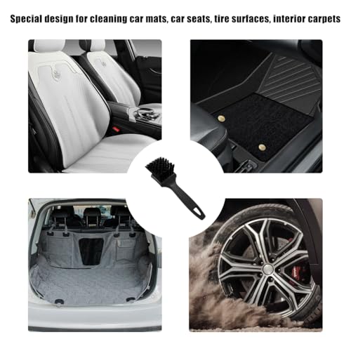 Car Carpet Cleaning Brush, 8.5-Inch Tire Cleaner Scrub Brushes with Stiff Bristles, Wheel Hub Scrub Brush Exterior Washing Supplies for Sedan SUV Truck, Car Accessories (Black) - color: Black