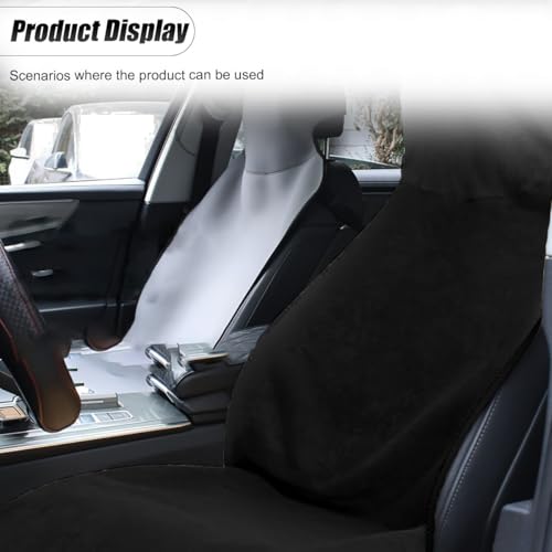 ZIMISI Waterproof Car Seat Covers, Non-Slip Towel Front Seat Covers, Sweat Car Seat Protector Cover for Gym Workout, Yoga, Running, Swimming, Beach & Hiking (Black) - color: Black
