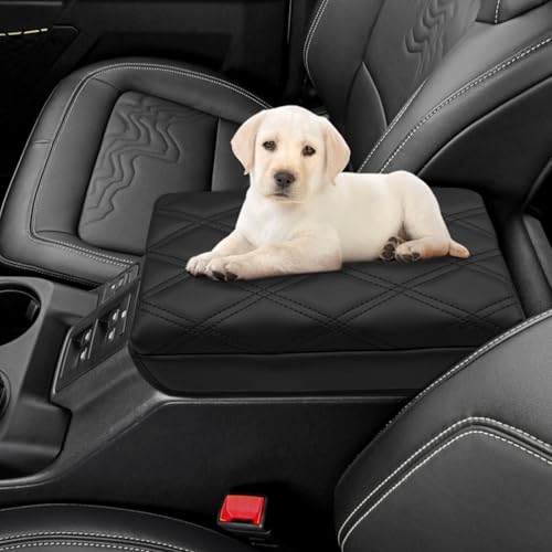 Zxiaochun Center Console Cover Compatible with Ford Bronco 2021 2022 2023 2024 2025 2026 2/4-Door, Armrest Lid Leather Protector Interior Accessories, Black - size: Black