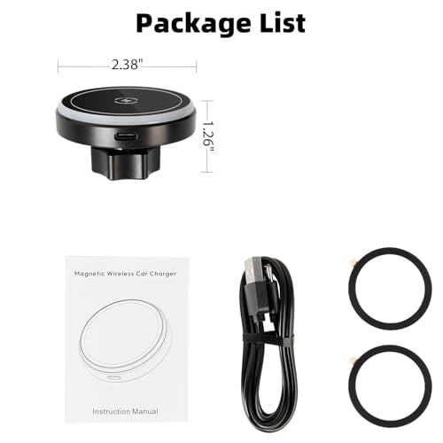 15W Magnetic Wireless Charging Phone Holder with 17mm Ball Socket for MagSafe, Universal Replacement for Car Air Vent, Dashboard, Windshield Phone Holders | Strong Magnet, 360° Rotation - style: Wireless Charging