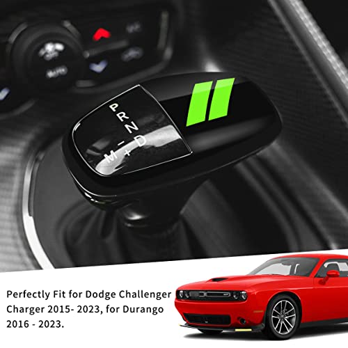 auovo Gear Shift Knob Trim Compatible with Dodge Charger Accessories 2015-2023 Challenger 2015-2024 / Durango 2016-2026(Black-Green) - color: Black-Green