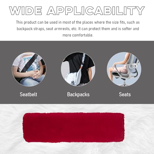 2 PCS Seat Belt Shoulder Pads, Soft Fluffy Plush Seat Belt Shoulder Strap Covers, Comfy Warm Seat Belt Strap Cover Shoulder Cushion for Adult Children, Car Accessories (Wine Red) - color: Wine Red