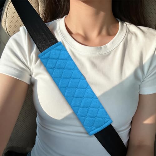 2PCS Car Seat Belt Pads Cover, Fluffy Car Seatbelt Covers, Soft Car Seat Belt Strap Cushion Protect Your Neck and Shoulder, Driving Seat Belt Shoulder Strap Cover for Most Autos (Blue) - color: Blue