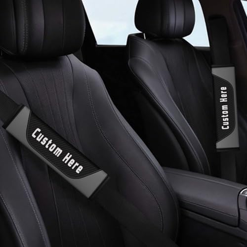 Custom Seatbelt Cover – Soft Carbon Fiber Seat Belt Pads Cushion – Personalized Seatbelt Covers for Adults Kids Women – Cute Seat Belt Shoulder Pad - color: Gray