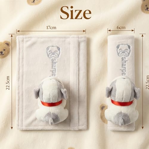 UNICOLD 2-Pack Ultra-Soft Short Plush Seatbelt Cover, Cute Animal Edition – Cloud-Like Shoulder Pad for a Comfy Ride for Adults & Kids (W-Dog) - style: W-Dog