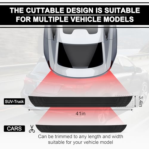 SINGARO Car Rear Bumper Protector, 42inch x3.4inch Car/SUV Universal Rubber Anti-Scratch Trunk Exterior Accessories - size: 42"x3.4"