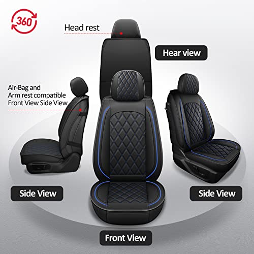 MIROZO 2PCS Front Seat Covers,Waterproof Car Seat Cover Blue Vehicle Cushion Cover Breathable Fit for Most Sedan, Truck and SUV (Black and Blue,2PCS) - color: Black Blue, size: 2PCS Front