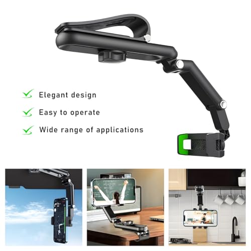 Rotatable and Retractable Car Phone Holder - 1080 Multifunction Sun Visor Universal 360 Rotating Cell Phone Holder Mobile Mount for Vehicle Rear View Mirror