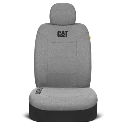 Cat CozyBlend Car Seat Covers, Gray Heather - Premium Jersey Fabric Seat Covers for Cars Trucks SUV, Breathable Cotton Car Seat Covers Front Seats Only, Universal Fit Automotive Interior Covers - color: Gray