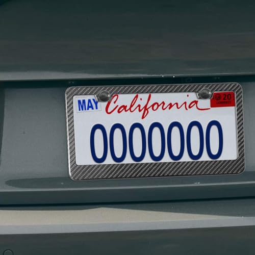 Aootf Carbon Fiber License Plate Frame- Handcrafted of 100% Real Carbon Fiber Cloth Wrap Stainless Steel Frame | Rustproof License Plate Screws with CF Screw Caps | Gloss Black 2 Holes | 1 Pack - style: 1 Pack-Wide Edge 2 Hole