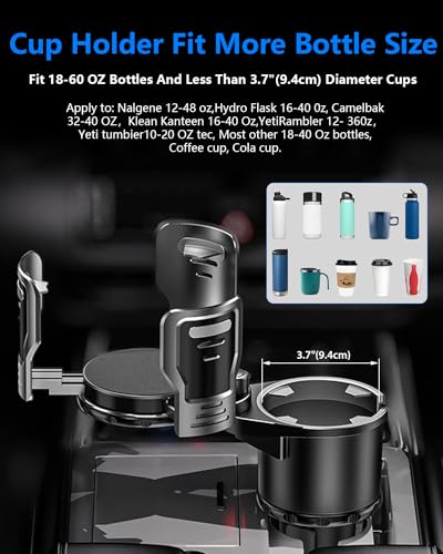 Cup Holder Expander for car 2 in 1 Multifunctional Car Cup Holder Extender Adapter with Adjustable Base Compatible with Hydro Flask,Yeti, Nalgene,32/40 oz Large Bottles Drinks Mugs-Large - size: Large