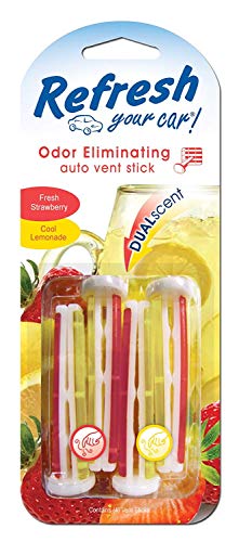 Refresh Your Car! E300889100 Dual Scent Vent Stick, Fresh Strawberry and Cool Lemonade, 4 Per Pack - size: 1 Count (Pack of 1), style: Fresh Strawberry/Cool Lemonade