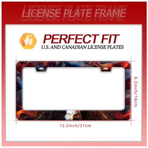American Flag Eagle License Plate Frame Patriotic Eagle License Plate Funny Auto Accessory Bracket Stainless Steel License Plate Frames 6.3 x12.3 Inch - color: American Eagle Flag