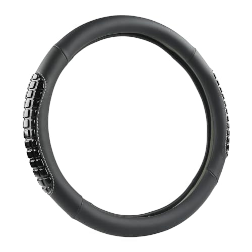 West Llama Nappa Leather Car Steering Wheel Cover Gel Massage,Cool in Summer,Universal 15 inch(Black-Standard Size) - color: F-Black, size: Standard size (14 ½''-15'')