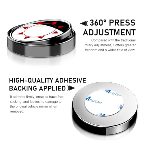 2 PCS Car Blind Spot Mirror, 360 Degree Large Viewing Angle Round Mirror, 2" HD Glass Convex, Universal for Cars SUV and Trucks (Black) - color: Black
