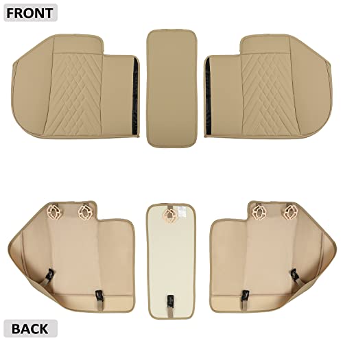 GIANT PANDA Premium PU Leather Rear Car Seat Cover Protector, Luxury Adjustable Anti-Slip Bottom Bench Seat Cover (50~55.5''),Fits 90% of Vehicles, Back Seat Cover, Beige - color: Rear Seat Beige, size: 1 Piece Standard Size