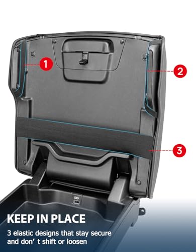 Center Console Cover for 2019-2026 Dodge RAM 1500 2500 3500 Accessories, PU Leather Middle Console Cover Pad, Floor Console Bucket Seat Only, Anti-Scratch, Black - color: Black Cushion