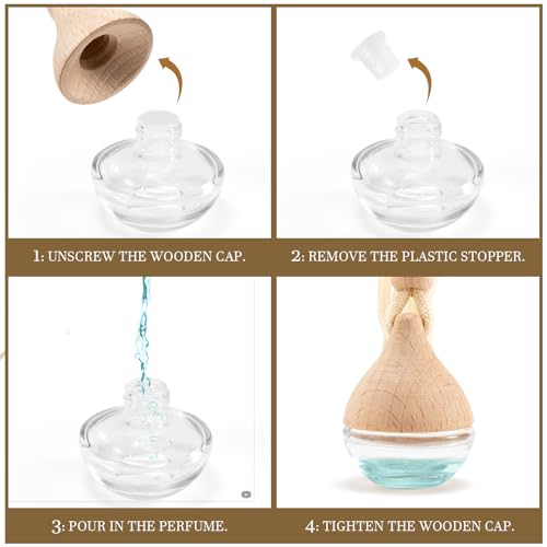 Refillable Car Air Freshener Hanging Diffuser, Empty Glass Bottle with Reed Sticks for Essential Oils, Car Scent Diffuser and Aromatherapy Pendant Decor for Women and Men (4PCS) - size: Reed Stick - 4PCS