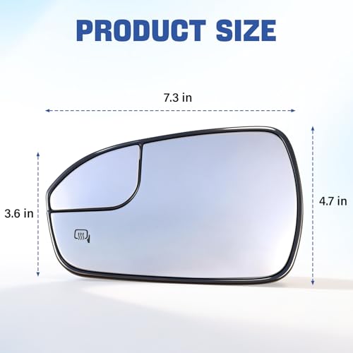 Driver Side Heated Mirror Glass Replacement for 2013-2020 Ford Fusion, Rear Left View Mirror Glass with Holder, Replace DS7Z17K707F - size: Left