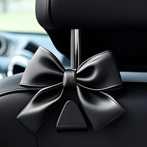 2-Pack Car Purse Hooks for Hanging Purses and Bags, Cute Bow car seat headrest Hooks for Hanging car Purse Hooks. (Black) - color: Black