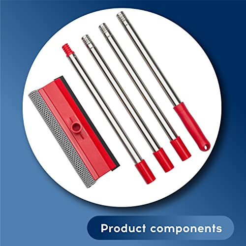 DSV Standard Window Squeegee, 2-in-1 Window Cleaner with 55" Extension Poles, Window Washing Kit, Glass Door Cleaner, Multi-Use Car Windshield Cleaning Tool with Long Handle for High Outdoor Windows - size: Multi-Section Squeegee