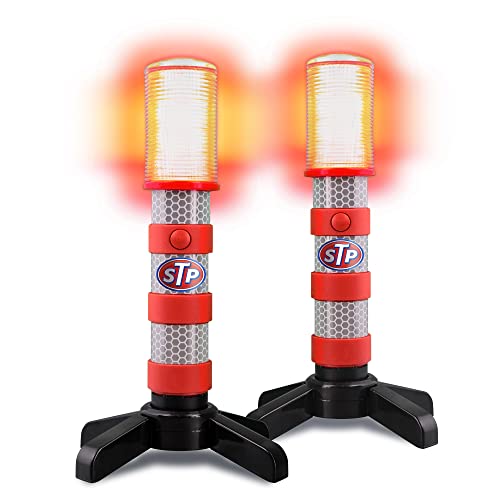 XTREME STP LED Road Flares, 3 Alert Lighting Modes: Flashing Red, Solid Red & White Flashlight, Emergency Flares for Vehicles, Visible From Up To A Mile, Foldable Stand/Built-In Magnet Sticks To Car - size: 2 Pack