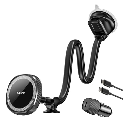 1Zero for Magsafe Car Mount Charger, 15W Fast Charging – Stronger Magnetic & Suction Cup Mount for Windshield & Dashboard, Wireless Car Charger Compatible with iPhone 17/16/15/14/13/12 Pro Max