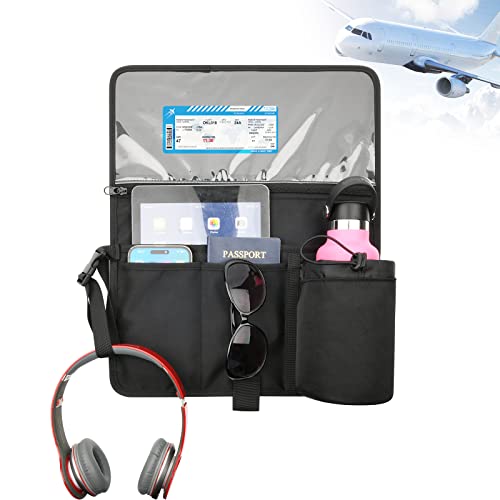 Cosmos Airplane Seatback Organizer Flight Travel Essentials Seat Back Storage Bag Airline Seat Hanging Pockets for Tablet, Magazines, Phone and Water Bottle | Keep Personal Items Clean & Organized