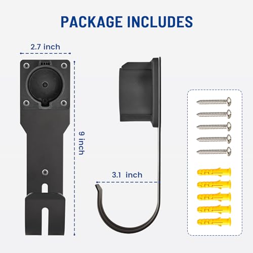 Anina EV Charger Holder for SEA J1772 Connector J Hook Car Nozzle Holster Dock Wall Mount Electric Vehicle Cable Organizer Compatible with Ford BMW Nissan Audi Heavy Duty Steel