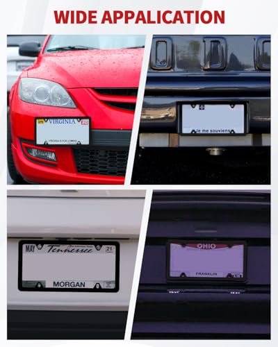 Chrome License Plate Frame Made of Zinc Alloy Metal, Universal Car Accessories,1 Pack License Plate Holder Never Rust and Unbreakable with Metal Screws& Chrome Caps and Screwdriver (1 PCS Black) - color: 1 PCS Black