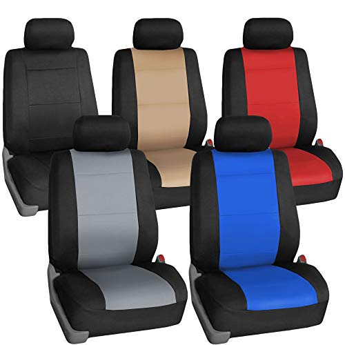 FH Group Waterproof Neoprene Car Seat Covers Front Set – Universal Fit Front Seat Covers with Storage Pockets, Airbag Compatible Automotive Seat Covers for Cars, SUVs & Vans, Black - color: Black, style: Front Set