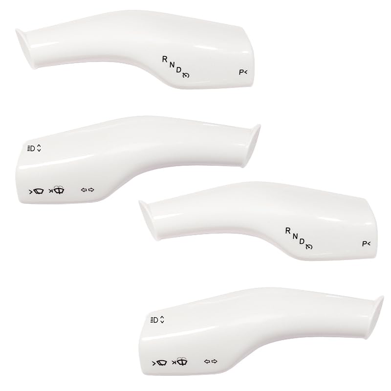 FOAN Steering Lever Cover, Carbon Fiber Car Gear Shift Lever Covers Compatible with Tesla Model 3/Y, Full Protection Gear Shift Cover Accessories, 4PCs, White - color: White