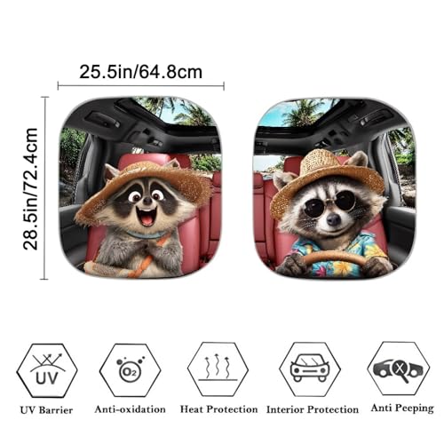 Raccoon Car Sun Shade Windshield Foldable Removable Automotive Accessories Auto Interior Protector Reflect UV Sun and Heat and Protect Your Car - color: Raccoon