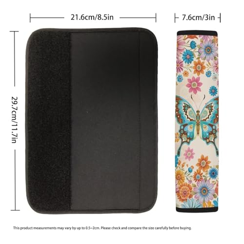 Butterfly Flowers Auto Seat Belt Cover Soft Car Safety Seat Belt Strap Shoulder Pad Easy to Install Fashion Auto Interior Universal Fit for Cars Truck Van SUV - color: Butterfly Flowers