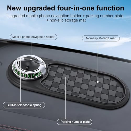 Multifunction Car Anti-Slip Mat Auto Universal Phone Holder, Rotatable Anti Skid Car Dashboard Pad with Temporary Parking Numbe and Large Pad for Phones Sunglasses Keys Gadgets(Style-6) (Brown-Black) - color: Brown-Black