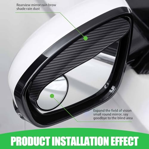 UGSHY Pack-2 Car Rearview Mirror Rain Eyebrows and Blind Spot Mirror, Universal Auxiliary Replacements for Most Cars, Trucks and Vans (Carbon Fiber Black)