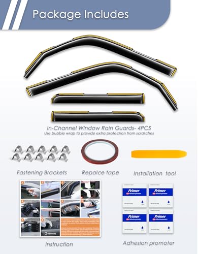 in-Channel Window Rain Guard for Fit for Toyota 4Runner 2010-2024 Rain Guards Side Window Visors Low Profile Vent Visor Window Deflectors Vent Shades Car Accessories - size: 2010-2024 Toyota 4runner