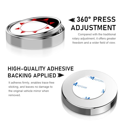 2 PCS Car Blind Spot Mirror, 360 Degree Large Viewing Angle Round Mirror, 2" HD Glass Convex, Universal for Cars SUV and Trucks (Silver) - color: Silver