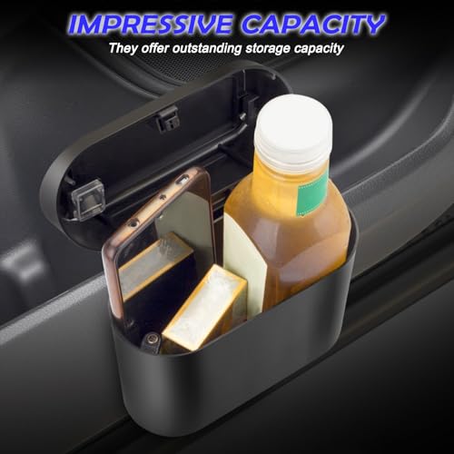 Upgraded Car Trash Cans with Lid & Light,Leakproof Car Trash Bin with 30 Trashes Bags for Door/Seat Backs,Multifunctional Cars Garbage Can as Cars Organizer for Most Vehicles