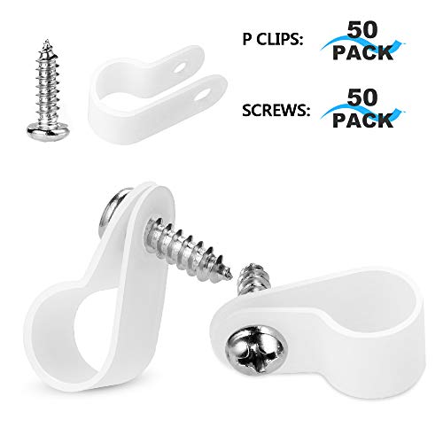 LOKMAN 50 Pack 3/4 Inch Rope Light P-Style Mounting Clips with Compatible Stainless Steel Pan Head Phillips Screws - size: 3/4 50+50