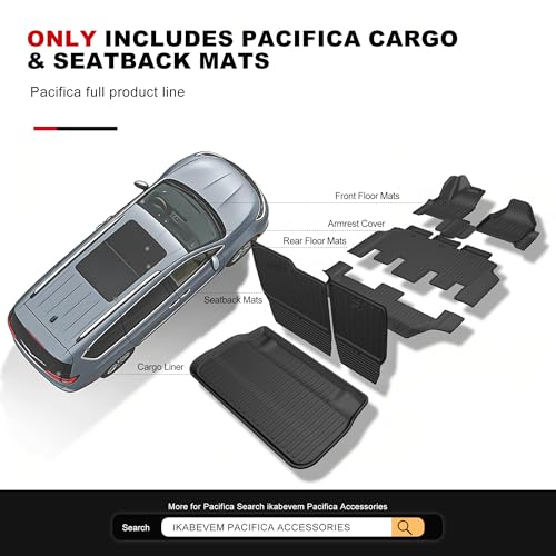 Cargo Mat Fit for 2017-2026 Chrysler Pacifica (Fit Fuel & Hybrid) - All Weather TPE Custom Fit Trunk Mat for Chrysler Pacifica Seatback Mats(Cargo Liner + Backrest Mat) - size: Cargo Liner & Backrest Mat
