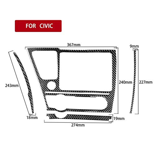 Auto Center Console Multimedia Navigation Display Screen AC Control Panel Sticker Real Carbon Fiber Interior Trim Compatible with Honda Civic 9 Coupe/Sedan 2013 2014 2015 Accessories Black - color: Center Console Multimedia Navigation Display Screen Ac Co