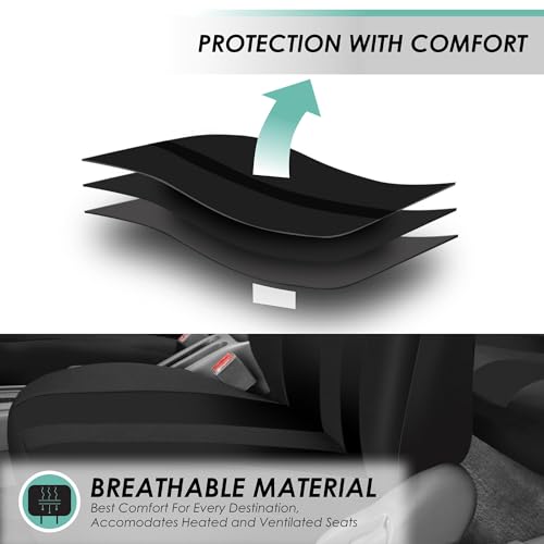 FH Group Striking Striped Car Seat Covers - Universal Fit, Washable Seat Covers for Cars, SUVs, Vans, Sedans, Black, Front Set - color: Black, size: Front Set