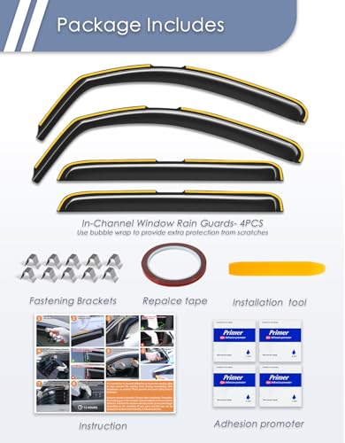 in-Channel Window Rain Guard for Toyota Tundra 2007-2021 CrewMax Rain Guards Side Truck Window Visors Low Profile Vent Visor Window Deflectors Vent Shades Car Accessories-4pcs - size: 2007-2021 Toyota Tundra CrewMax